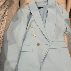 Boston Proper Light Blue Blazer with Gold Buttons